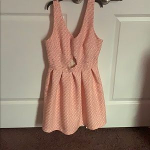 Pink Geometric Patterned Cutout Dress